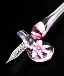 Komplet steklenih kaligrafskih peres s črnilom in držalom za pero